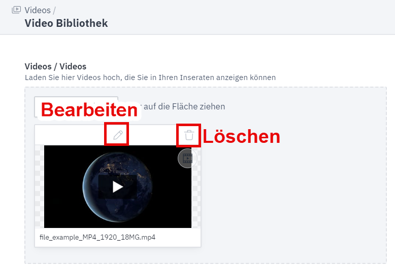 Video löschen oder bearbeiten